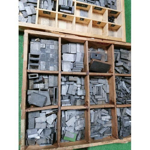 280 - 6 divisional lidded printers boxes along with a 9 divisional box containing a large quantity of meta... 