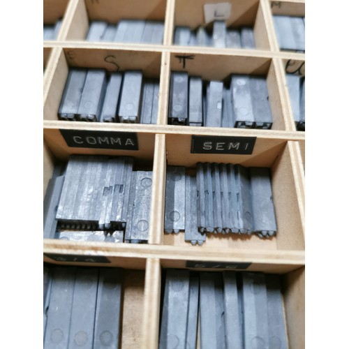 280 - 6 divisional lidded printers boxes along with a 9 divisional box containing a large quantity of meta... 