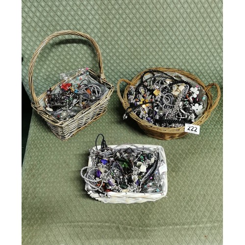 221 - 2x baskets of various costume jewellery - all jewellery is unused