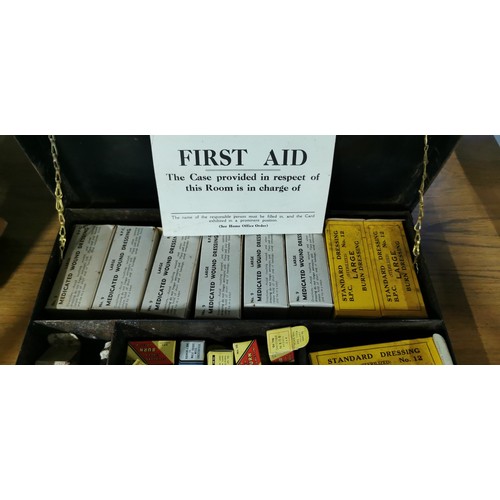 227 - Early vintage / antique metal first aid box complete with contents