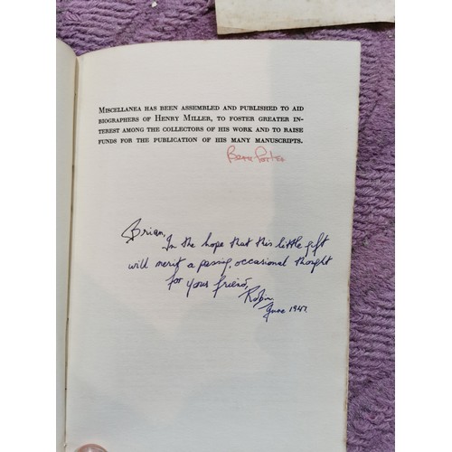 283 - Rare signed Henry Miller book called miscellanea water colour holograph 1943 with original signed He... 