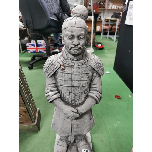 249 - Large concrete terracotta army figure in very good order, well detailed jacket. 74cm height x 20cm s... 