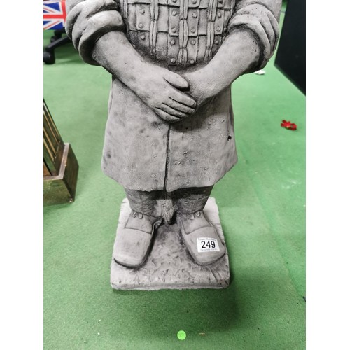 249 - Large concrete terracotta army figure in very good order, well detailed jacket. 74cm height x 20cm s... 