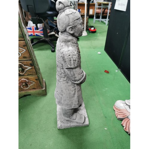 249 - Large concrete terracotta army figure in very good order, well detailed jacket. 74cm height x 20cm s... 