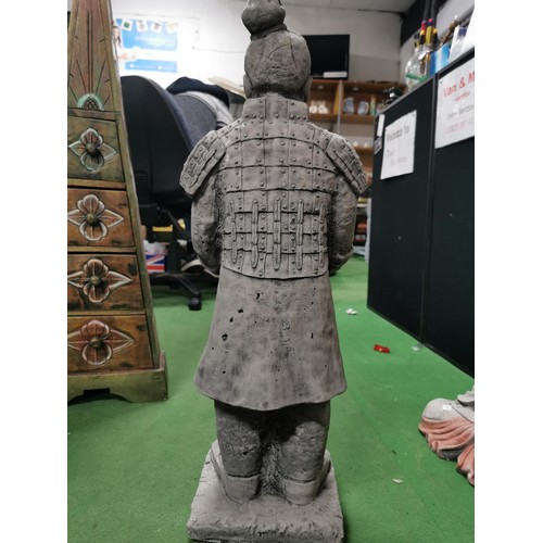 249 - Large concrete terracotta army figure in very good order, well detailed jacket. 74cm height x 20cm s... 