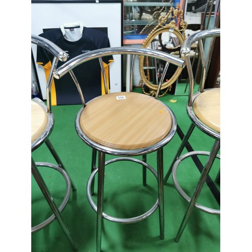 556 - Collection of 6x stools inc 3x wooden seated chrome bar stools along with 3x others. Tallest stool h... 