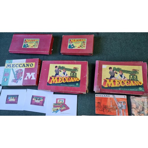 4 - Large job lot of Meccano ephemera to include 5x empty Meccano boxes and large quantity of various or... 