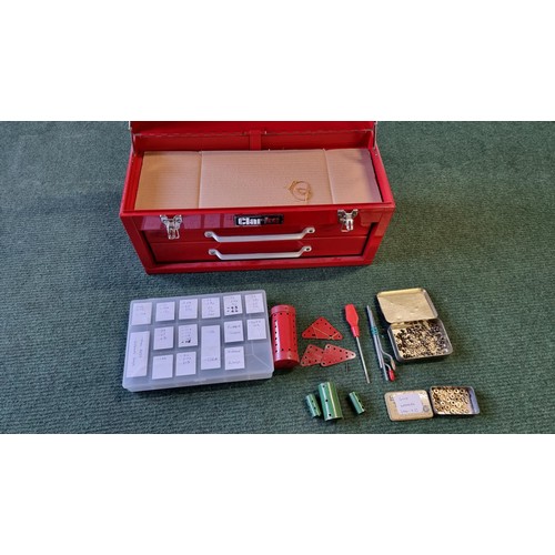7 - Comprehensive Meccano lot fitted in a large Clarke organising tool box with a lift up lid, the box i... 