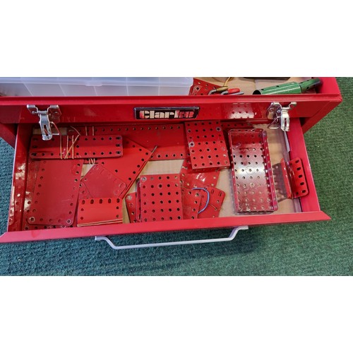 7 - Comprehensive Meccano lot fitted in a large Clarke organising tool box with a lift up lid, the box i... 
