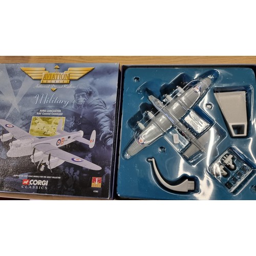 17 - 2x boxed Corgi Diecast military aircraft models inc a Avro Lancaster and Kittyhawk MK.IV and The War... 