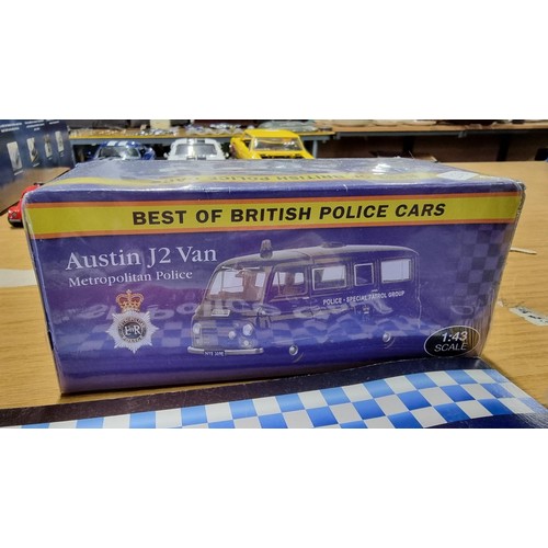21 - 2x new and sealed Atlas Editions Diecast vehicles inc a police Austin J2 Police Van, with related it... 