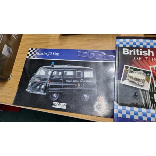 21 - 2x new and sealed Atlas Editions Diecast vehicles inc a police Austin J2 Police Van, with related it... 