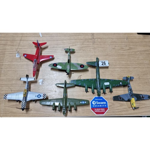 26 - 6x Diecast model airplanes inc Red Arrows hawk, B17, Spitfire etc all paintwork is in good condition... 
