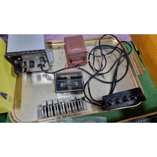 34 - Box full of various electrical parts and accessories for Model Railway set ups inc multiple bulbs, s... 