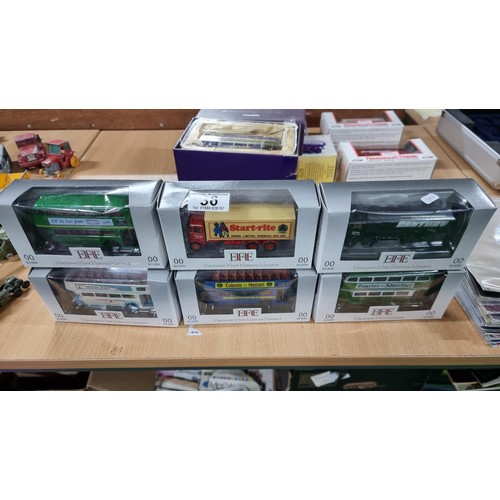 36 - 6x boxed EFE Diecast buses and lorry models all in as new condition