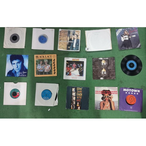 41 - Large collection of 45 single records to include good artists such as Elton John, Art Garfunkel, Sla... 