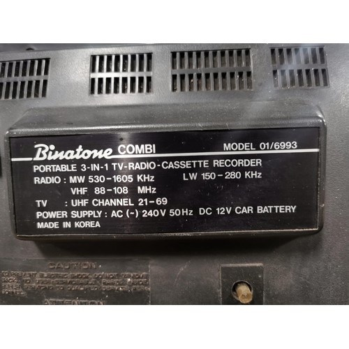 44 - Vintage Binatone Combi portable 3 in 1 TV-Radio-Cassette recorder model 01/6993, rare collectable it... 