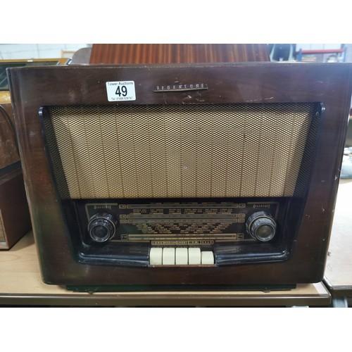 49 - Regentone Model ARG109 early vintage radiogram with a lift up lid revealing a Gerrard record deck. D... 