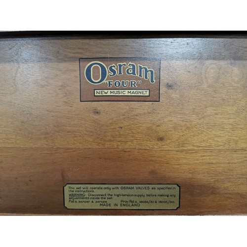 53 - Early vintage very collectable Osram Four new music magnet tabletop radio with a lift up lid reveali... 