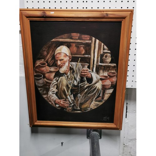 522 - 2 x well done framed oil on boards Tited Kashmir potter 1&2 by Jean Williams priced on back £120 eac... 