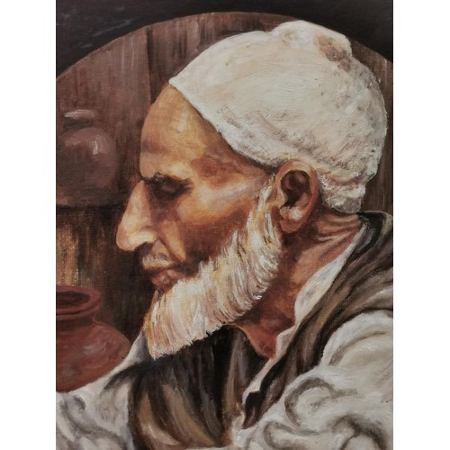 522 - 2 x well done framed oil on boards Tited Kashmir potter 1&2 by Jean Williams priced on back £120 eac... 