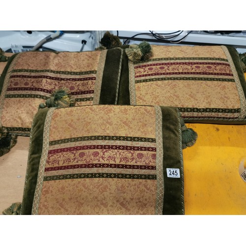 245 - A collection of three vintage tasselled, Turkish scatter cushions. All in excellent condition.
lengt... 