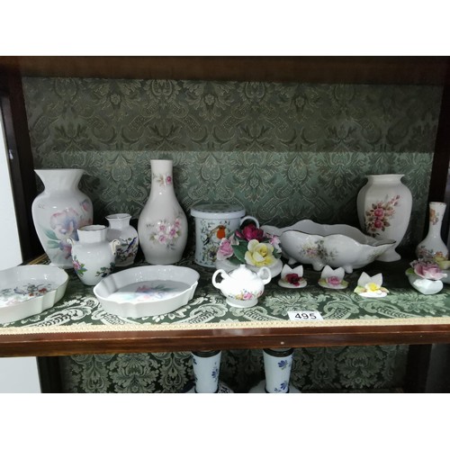 495 - A quantity of collectable china including vases, pin dishes, lidded pots etc. By Aynsley Leonardo co... 
