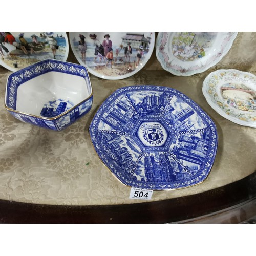 504 - A quantity of limited edition plates depicting the seaside and brambly hedge collection and Ringtons... 