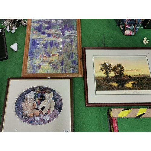 510 - A collection of three prints framed and glazed including Monet 