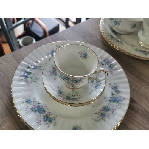 259 - 25 piece part dinner tea set, royal albert, blue blossom design. Including 6 cups and saucers, turee... 
