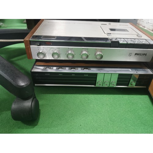 521 - A Philips three deck system including amplifier, cassette player and record deck. Complete with cabl... 