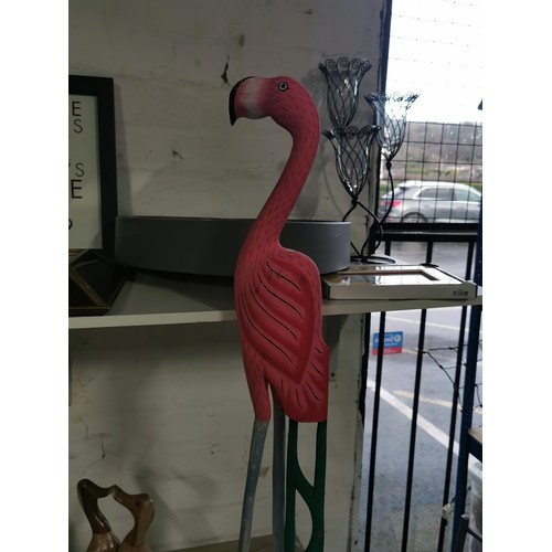278 - A selection of fair trade items including two booted duck figures, a pair of love ducks, a tall flam... 