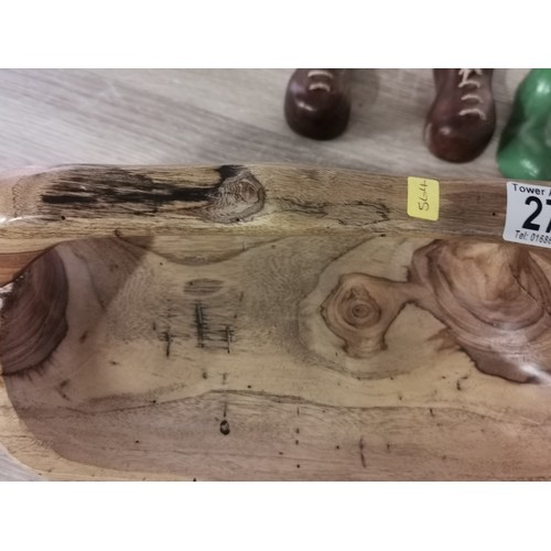 278 - A selection of fair trade items including two booted duck figures, a pair of love ducks, a tall flam... 