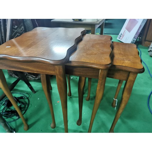 535 - Cherry-wood three tier nest of tables.