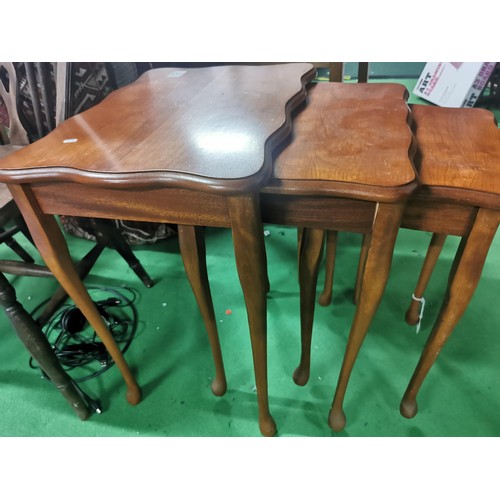 535 - Cherry-wood three tier nest of tables.