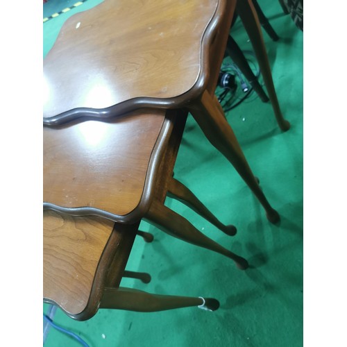 535 - Cherry-wood three tier nest of tables.