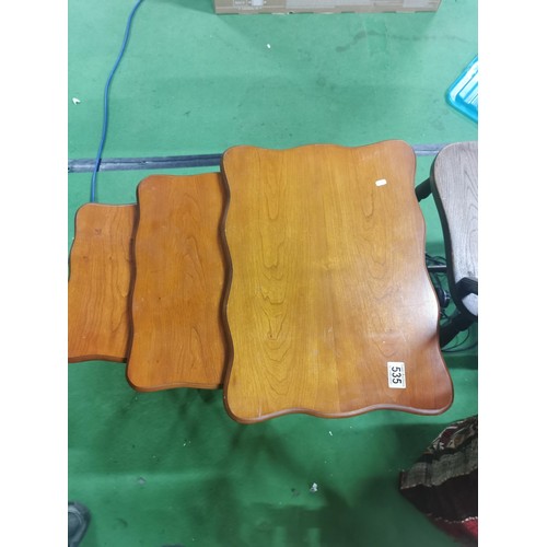 535 - Cherry-wood three tier nest of tables.