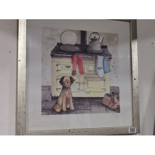 285 - A framed and glazed print titled 
