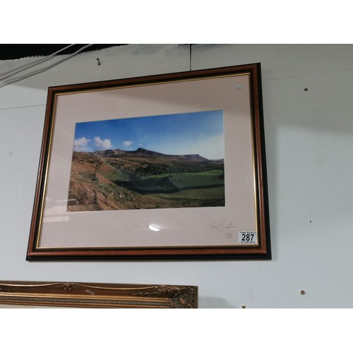 287 - A framed and glazed photo looking over the mountain ranges of Llangollen by Tony Baydon.
height 46cm... 