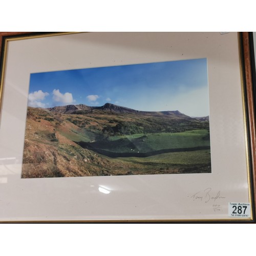 287 - A framed and glazed photo looking over the mountain ranges of Llangollen by Tony Baydon.
height 46cm... 