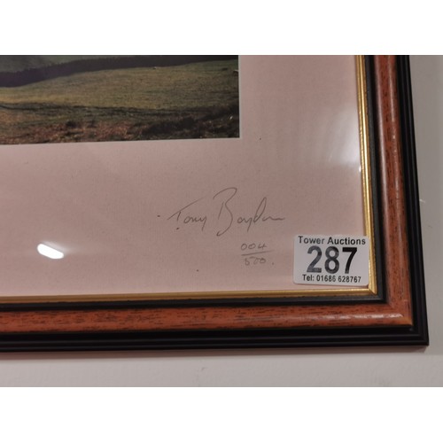 287 - A framed and glazed photo looking over the mountain ranges of Llangollen by Tony Baydon.
height 46cm... 