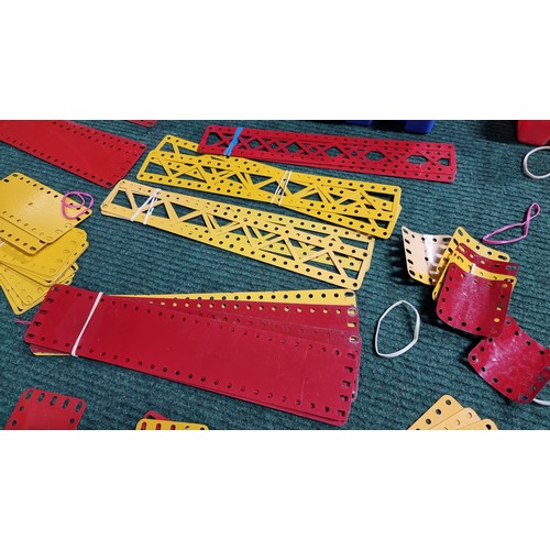 12 - 2x organiser boxes full of Meccano parts with 1x box having a large quantity of Meccano metal plates... 