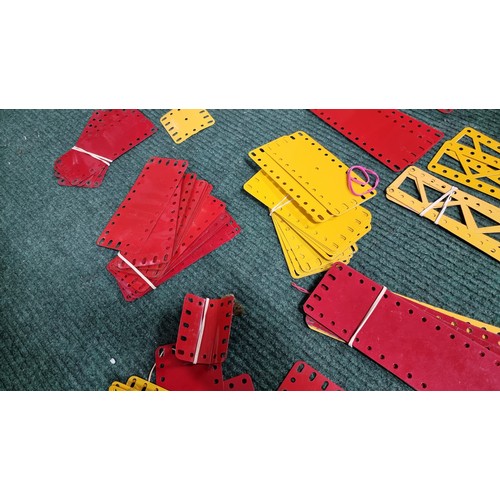 12 - 2x organiser boxes full of Meccano parts with 1x box having a large quantity of Meccano metal plates... 