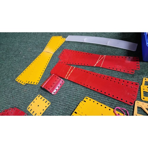 12 - 2x organiser boxes full of Meccano parts with 1x box having a large quantity of Meccano metal plates... 