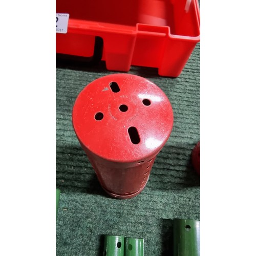 12 - 2x organiser boxes full of Meccano parts with 1x box having a large quantity of Meccano metal plates... 