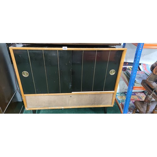 292 - A His Masters Voice (HMV) radiogram. Pull push amplifier, stereo unit, long wave, medium wave, VHF F... 
