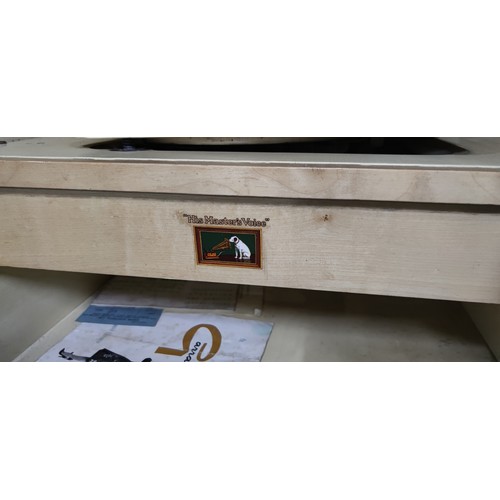 292 - A His Masters Voice (HMV) radiogram. Pull push amplifier, stereo unit, long wave, medium wave, VHF F... 