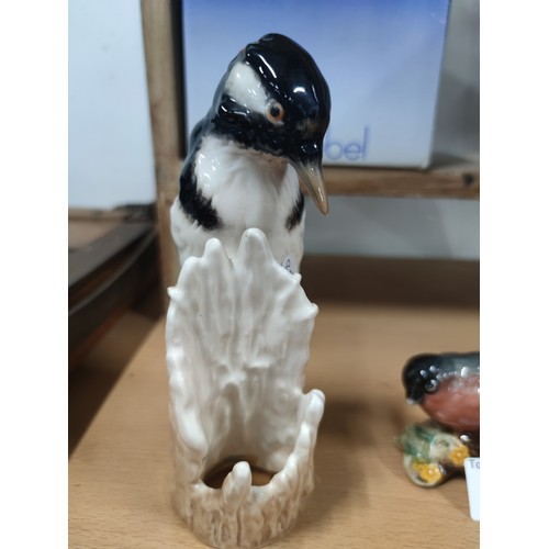 507 - Vintage Goebel Great Spotted Woodpecker in box, and a Beswick bullfinch figurines  in very good cond... 