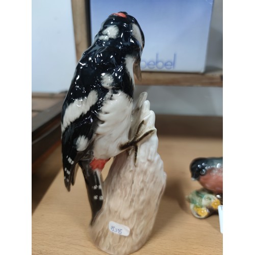 507 - Vintage Goebel Great Spotted Woodpecker in box, and a Beswick bullfinch figurines  in very good cond... 