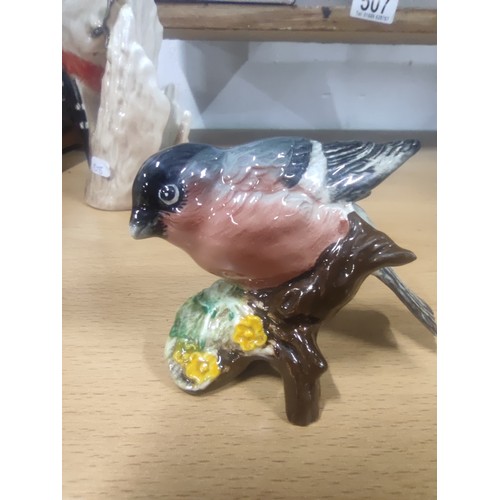 507 - Vintage Goebel Great Spotted Woodpecker in box, and a Beswick bullfinch figurines  in very good cond... 